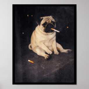 Poster Mignon Bouledogue Smoking Meme Cigarette Chien Mem