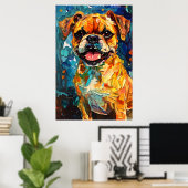 Poster Mignon Boxer Fantaisiste Chiot (Bureau à domicile)