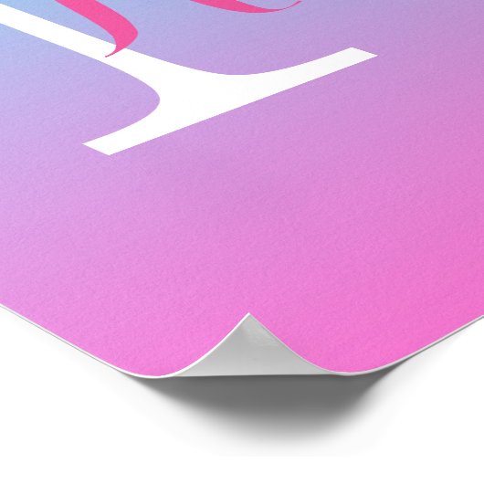 Poster mignon caisson ombre sirène rose Fuchsia turquoise (Coin)