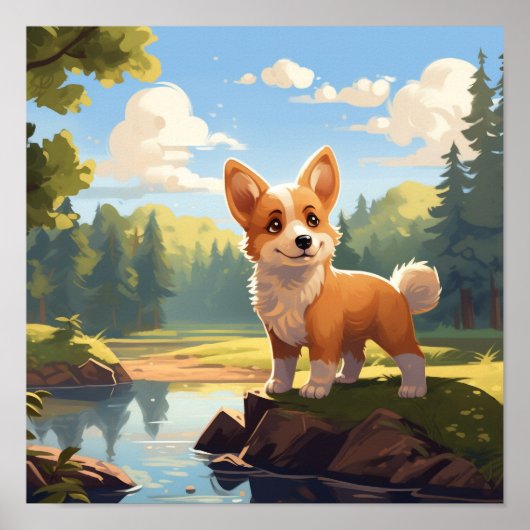 Poster Mignon chiot Corgi Gallois (Devant)