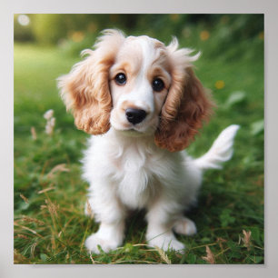Poster mignon chiot espagnol de chiffon