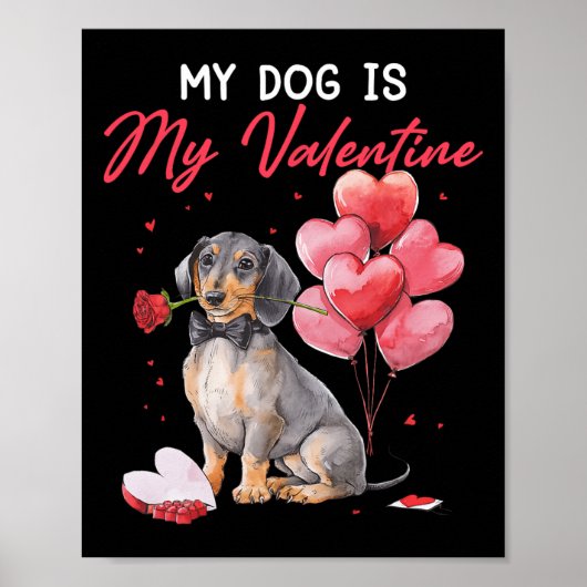 Poster Mignon chiot teckel Saint-Valentin propriétaire Mo (Devant)