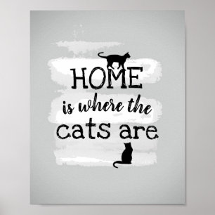 Poster mignon citation de chat gris et blanc design de pe