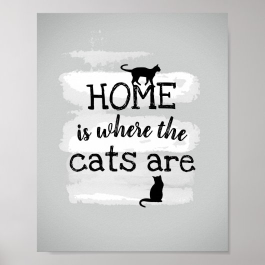 Poster mignon citation de chat gris et blanc design de pe (Devant)