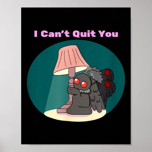 Poster Mignon cryptide mothman ne peut pas quitter l'humo (Devant)
