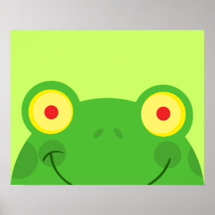Poster mignon dessin animé grenouille visage froggy