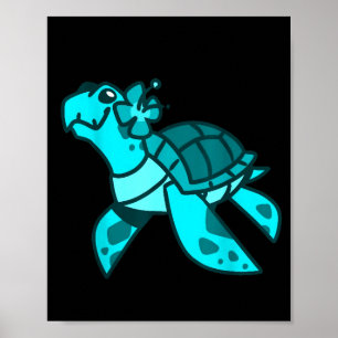 Poster Mignon doux dessin animé tortue de mer animal de l