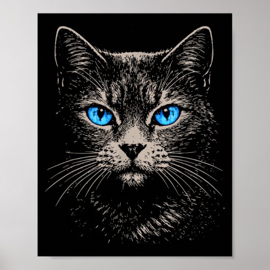 Poster Mignon Drôle Chat de Style Grunge Vintage (Devant)