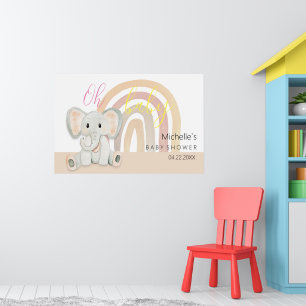 Poster Mignon éléphant bébé rose aquarelle illustration