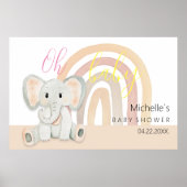Poster Mignon éléphant bébé rose aquarelle illustration (Devant)