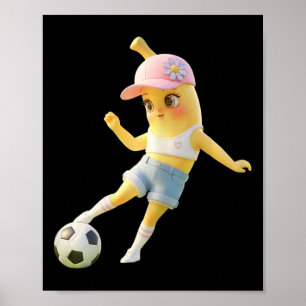 Poster Mignon fille de foot Bynana, T-shirt drôle de joue