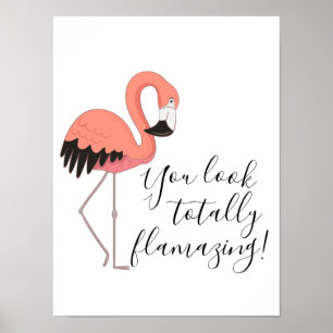 Poster Mignon Flamant Rose Drôle Totalement Éblouissant