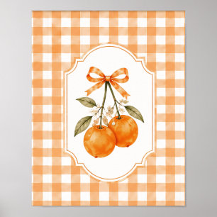 Poster Mignon Fruit Orange Vintage Mur de Cerisier Cottag
