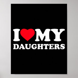 Poster Mignon j'aime le cœur de ma famille de filles drôl