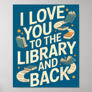 Poster Mignon je t'aime bibliothèque dos citation drôle d