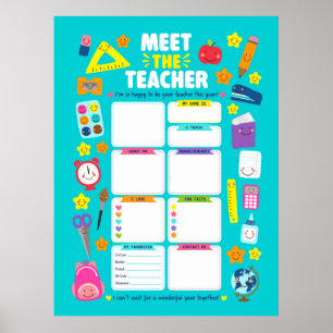 Poster Mignon Kawaii Rencontre avec l'enseignant