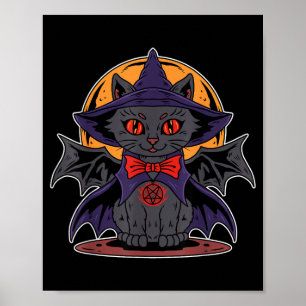 Poster Mignon Kawaii Vampire Sorcière Chauve-Souris Ailes