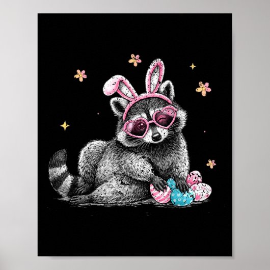 Poster Mignon lapin raton de Pâques tenue drôle d'animal  (Devant)