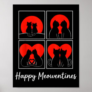 Poster Mignon Meowentines heureux Funny Cat Saint-Valenti