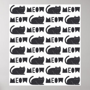 Poster mignon motif de chat. illustration vintage