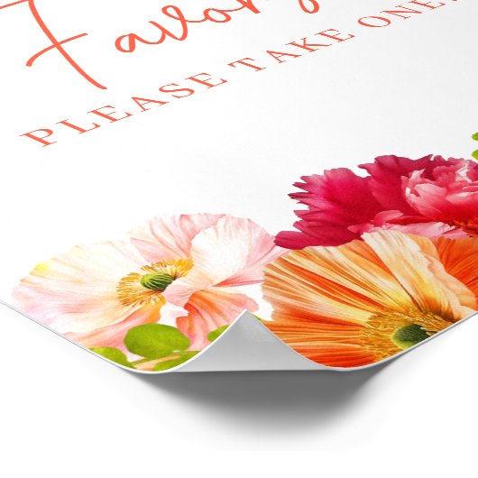 Poster mignon Orange et rose vif Floral Favoriser (Coin)
