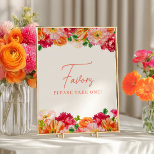 Poster mignon Orange et rose vif Floral Favoriser