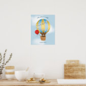 Poster Mignon ours en peluche bleu en montgolfière (Cuisine)