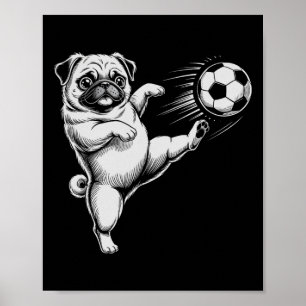 Poster Mignon Papa Chien Pug Football Club Enfants Buts J