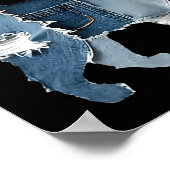 Poster Mignon Patchwork en Denim Animaux Chat Rétro (Coin)