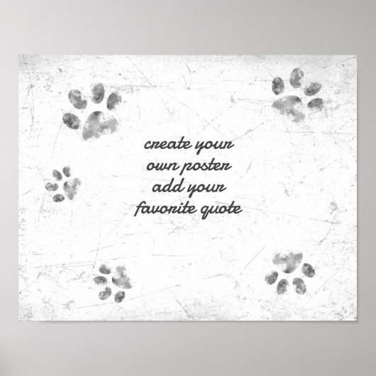 Poster mignon patte chien ajouter texte en noir et blanc (Devant)
