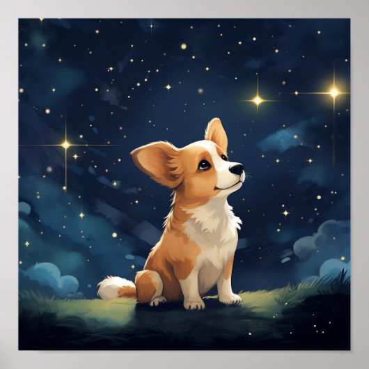 Poster Mignon Pembroke Corgi regardant (Devant)