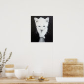 Poster Mignon petit chaton blanc Dessin d'animal Art Amou (Cuisine)