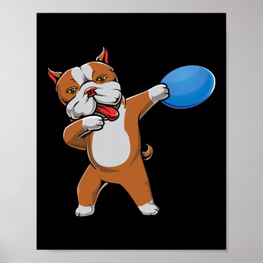 Poster Mignon Pitbull Dabbing amateur de Disc Golf Pit Bu (Devant)