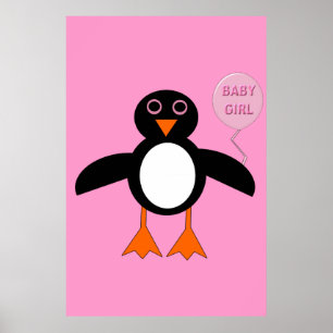 Poster mignon rose bébé fille Penguin