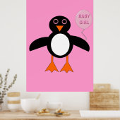 Poster mignon rose bébé fille Penguin (Cuisine)