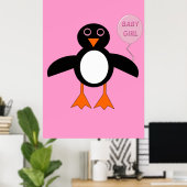 Poster mignon rose bébé fille Penguin (Bureau à domicile)