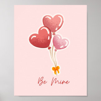 Poster Mignon Sois Mienne Ballons en Forme de Cœur Toile
