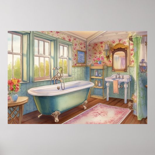 Poster mignonne Amateurs de salle de bain Country (Devant)