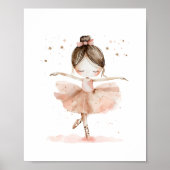 Poster Mignonne Ballerina Ballet Danse Étoiles Aquarelle (Devant)
