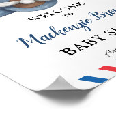 Poster Mignonne Bear Plane Aventure Commence Baby shower  (Coin)