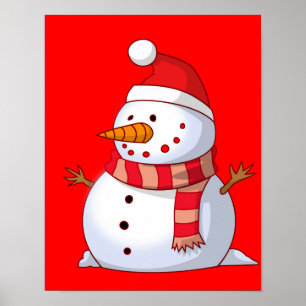 Poster Mignonne bonhomme de neige de Noël