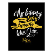 Poster Mignonne Bunny Sport Run Motivation Black White Ty (Devant)