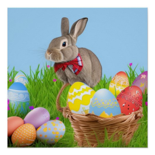 Poster Mignonne Bunnyfor Pâques pour une humeur positive (Devant)