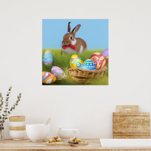 Poster Mignonne Bunnyfor Pâques pour une humeur positive
