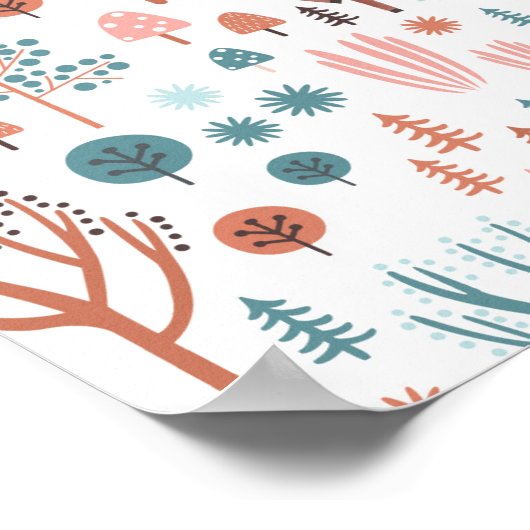 Poster Mignonne cerf en Forêt Whimsical Noël Motif (Coin)