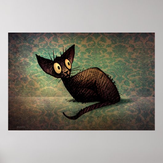 Poster Mignonne Chat Noir Oriental (Devant)
