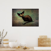 Poster Mignonne Chat Noir Oriental (Cuisine)