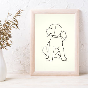 Poster Mignonne Chien minimaliste Art Mur