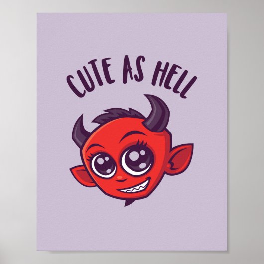 Poster Mignonne comme diable en enfer avec un texte foncé (Devant)