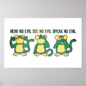 Poster Mignonne Écouter Aucun Singe Mal (Devant)